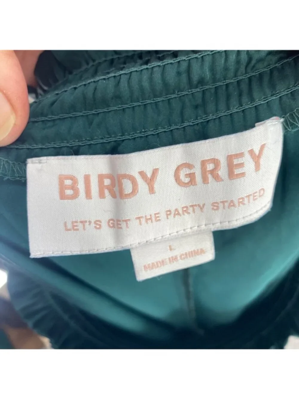 Birdy Grey Pajama Set Womens Large Emerald Ruffled Shorts Button Up Shirt Lounge